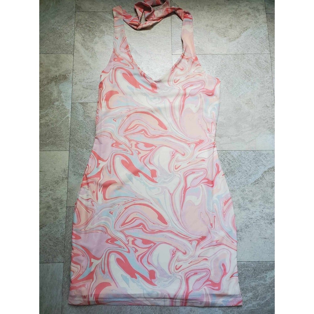 SO Goods for Life Halter Dress Lined Sizemedium Pastel Color y2k hippie colorful